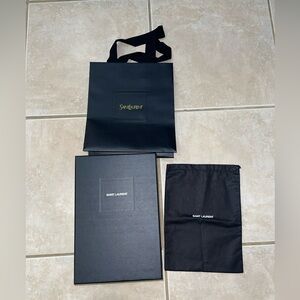 Saint Laurent Empty Box, Tissue, Envlpe Rcpt, Dust Bag Black/whte & Shopping Bag